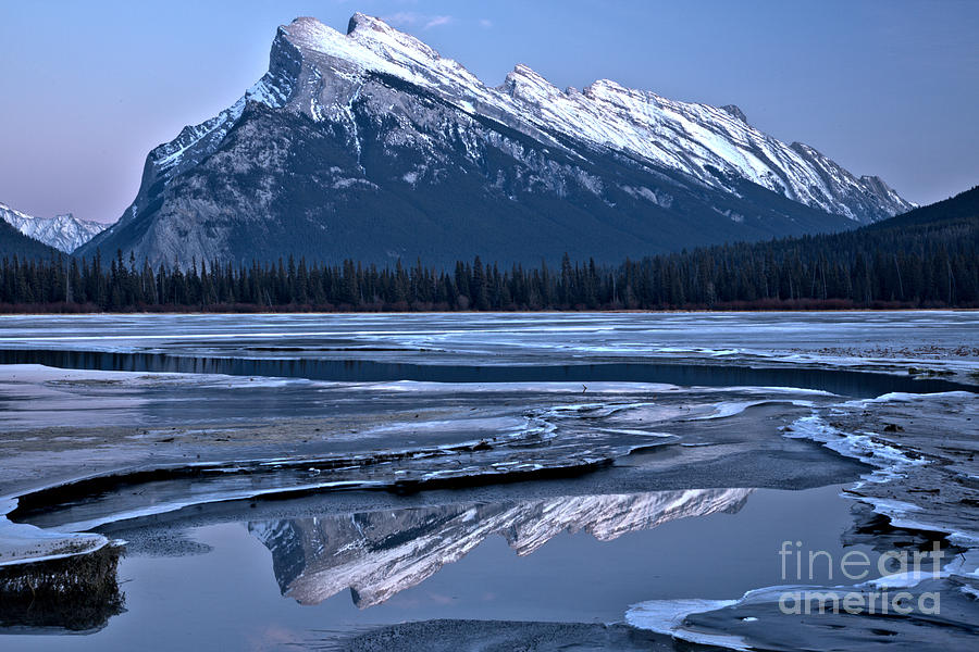 Rundle Refelctions In The Winding Ice Channels Photograph by Adam Jewell