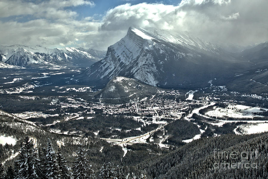 Rundle Towering Above The Town Of Banff Photograph by Adam Jewell