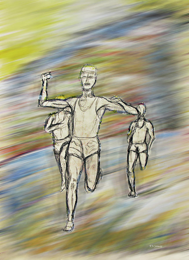 Sports Painting - Runners by Tom Conway