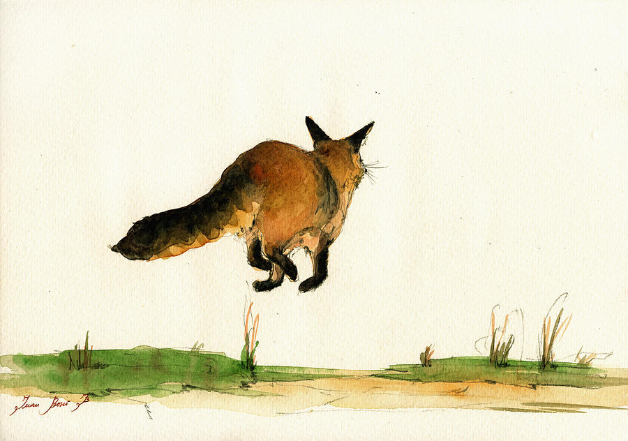 Fox Painting - Running fox painting by Juan  Bosco