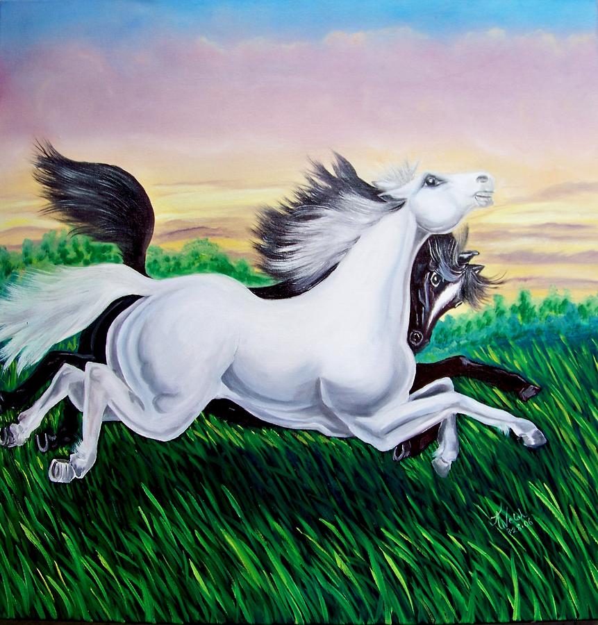 Horse Painting - Running Free by Kathern Ware