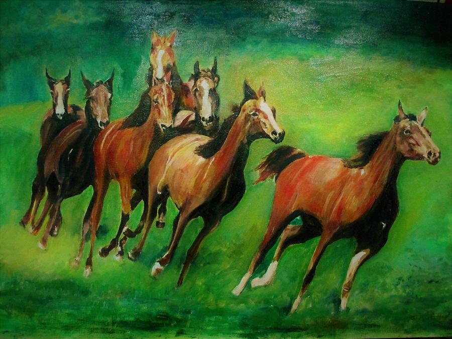 Running Free Painting by Khalid Saeed