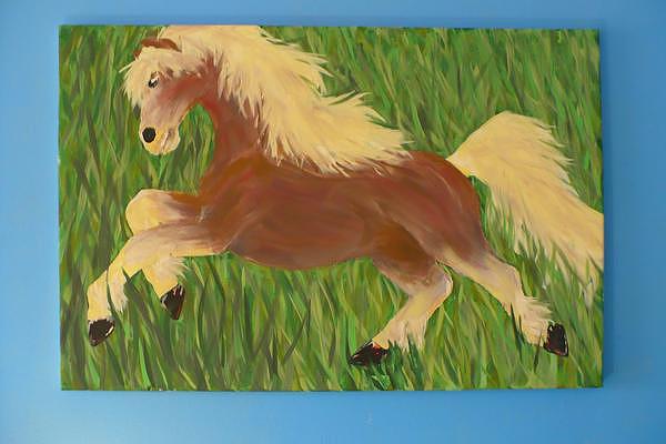 Horse Painting - Running Green by K Arikun D
