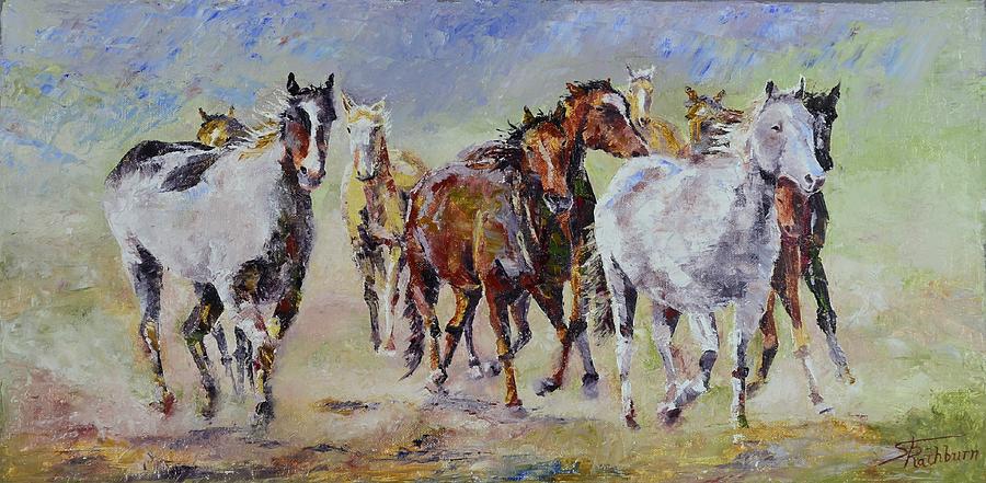 Running Horses Painting - Running Home by Stephen David Rathburn