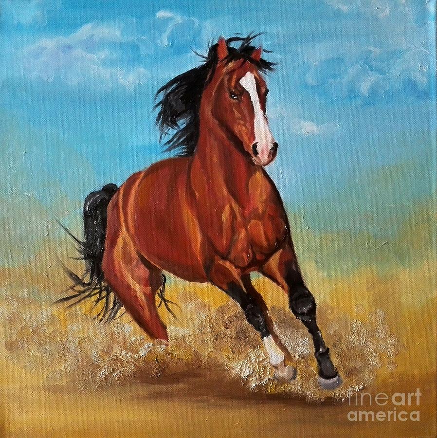 Running horse Painting by Judit Petho