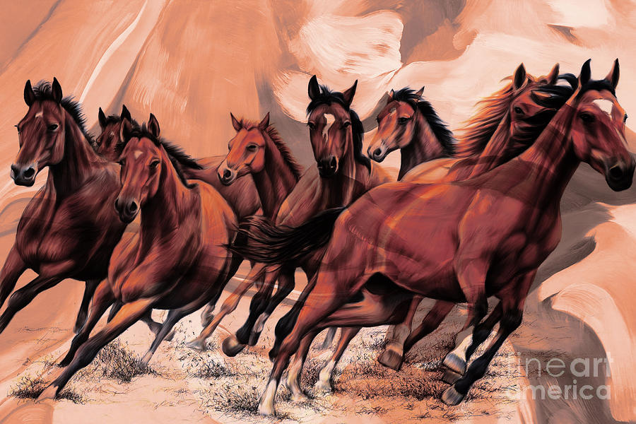Running Horses 09i Painting by Gull G