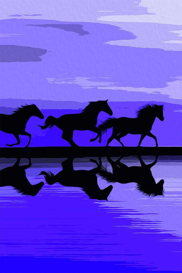 Nature Painting - Running Horses by AM FineArtPrints