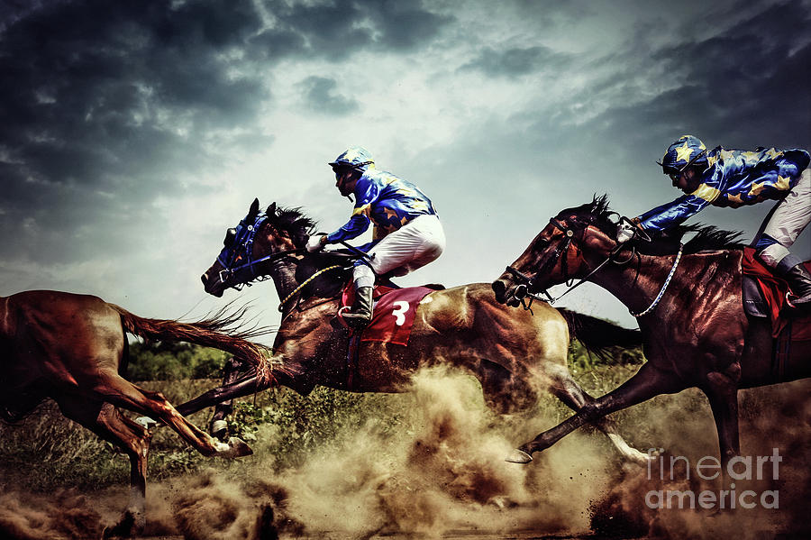 Running horses Competition Jockeys in horse race Photograph by Dimitar Hristov