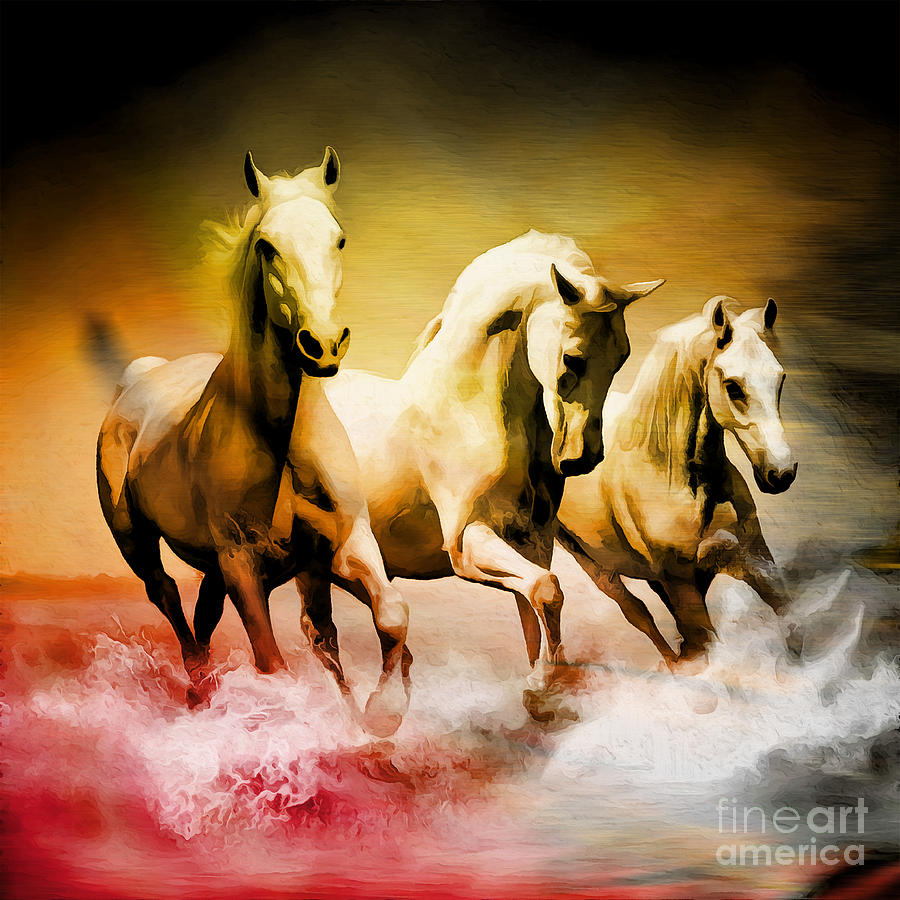 Running Horses Painting by Gull G