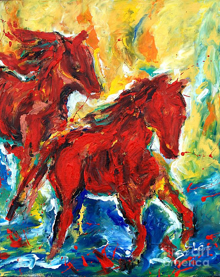Running horses Painting by Lidija Ivanek - SiLa