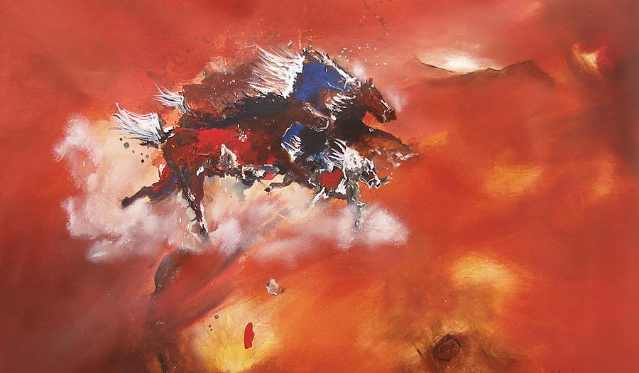 Running Horses Painting by Miroslaw  Chelchowski