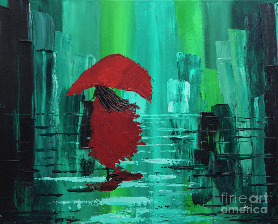 Abstract Painting - Running In The Rain by Janice Pariza
