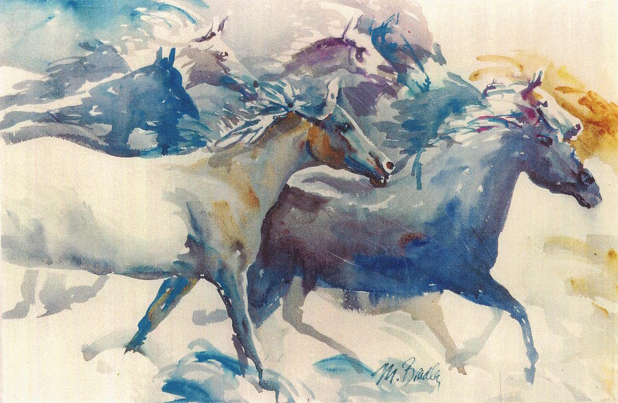 Horse Painting - Running by Marilynne Bradley