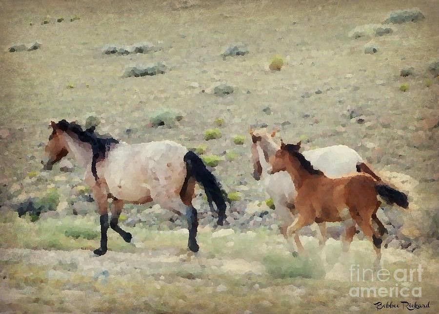 Desert Photograph - Running Mustangs Painting by Bobbee Rickard