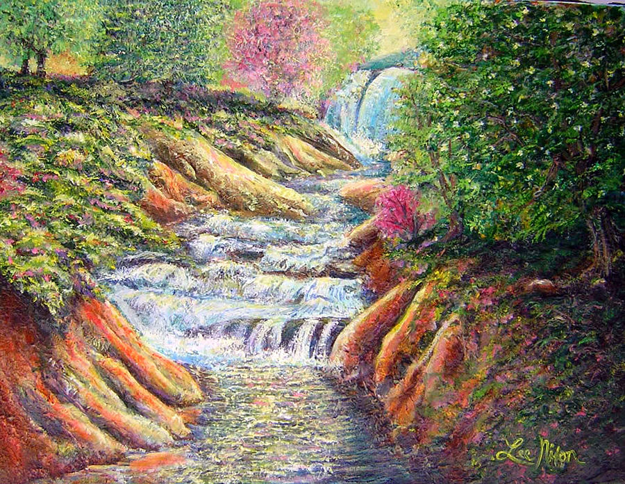 Running Rapids Near Natural Bridge Painting by Lee Nixon