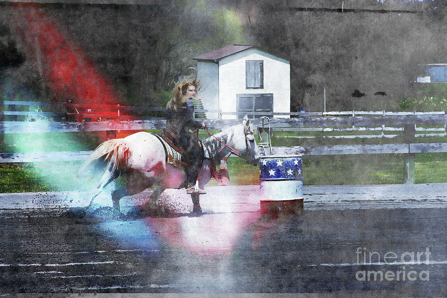 Barrel Race Photograph - Running the Barrel by Steven Digman Barrel Race Photograph - Running the Barrel by Steven Digman