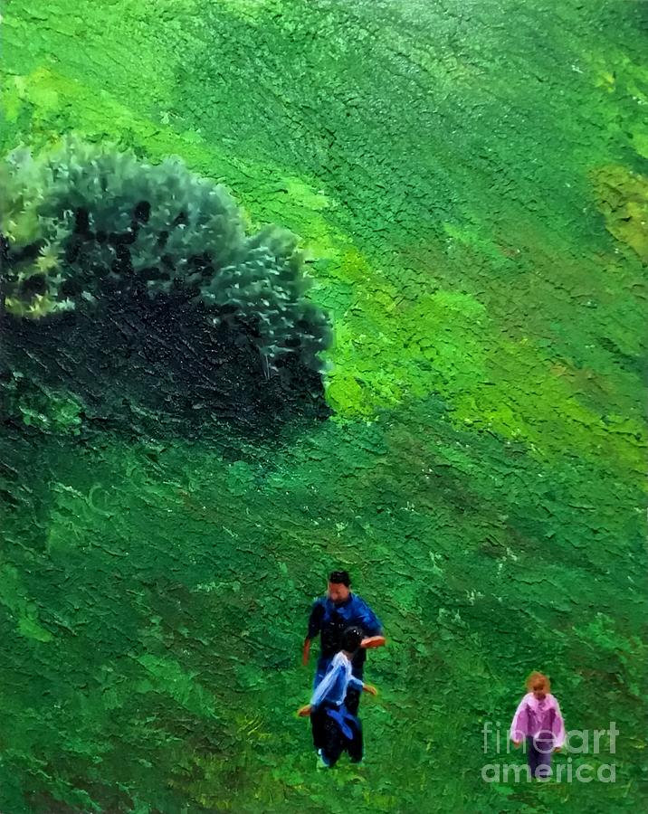 Running Through The Meadow, Green Colors All Around, Wind Blows Melodies. Painting