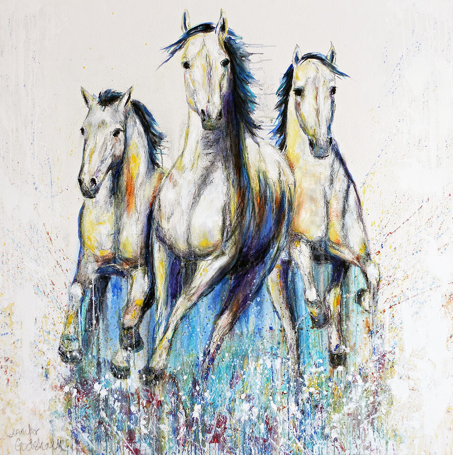 Running With The Herd Horse Painting Painting by Jennifer Morrison Godshalk