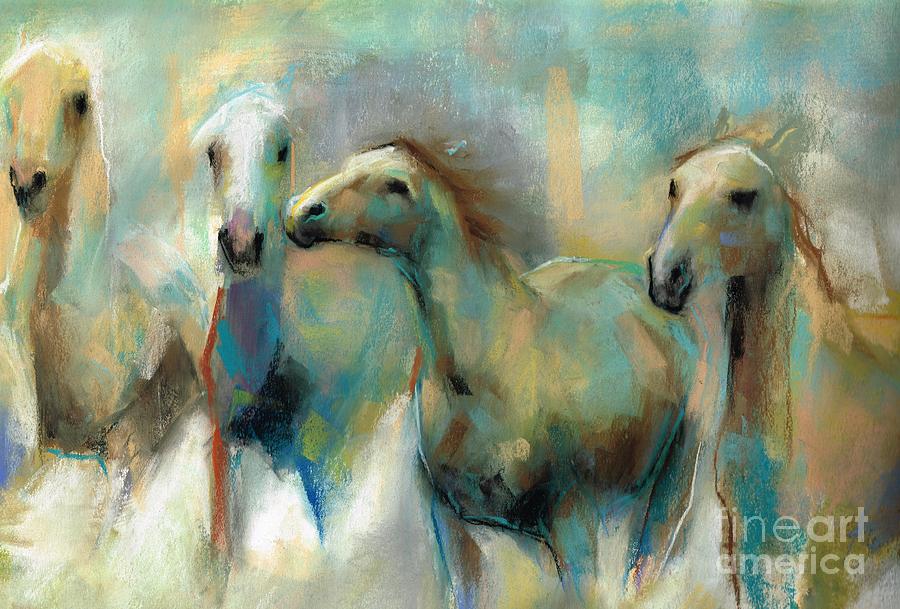 Horse Painting - Running With The Palominos by Frances Marino