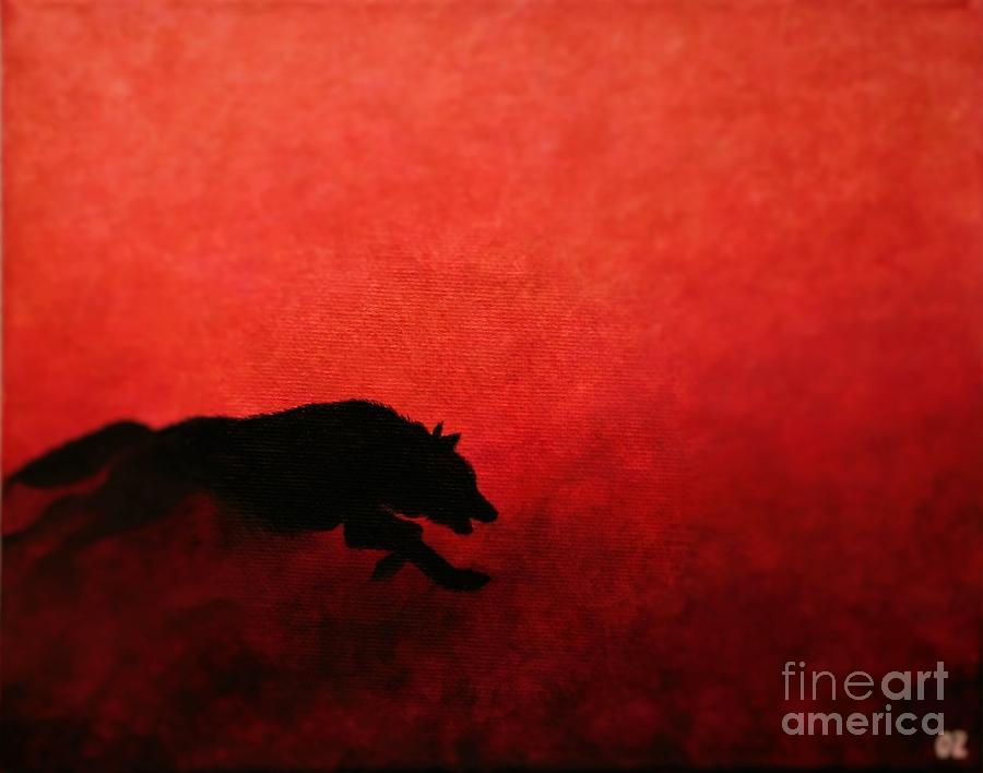 Wolves Painting - Running Wolf by Olga Zavgorodnya