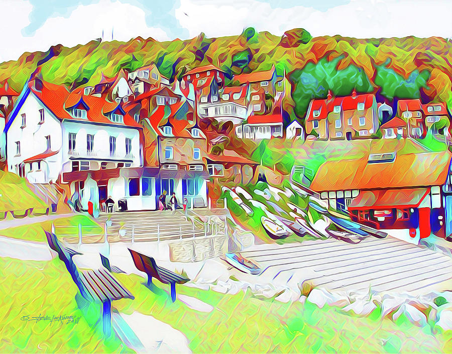 Runswick Bay Village Digital Art by Steve Lockwood