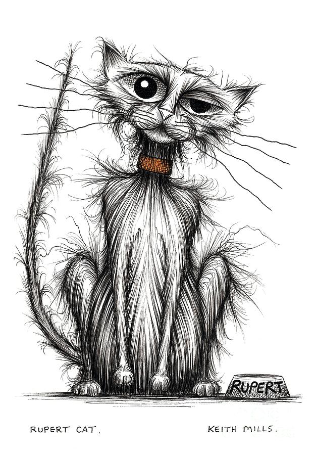 Rupert cat Drawing by Keith Mills