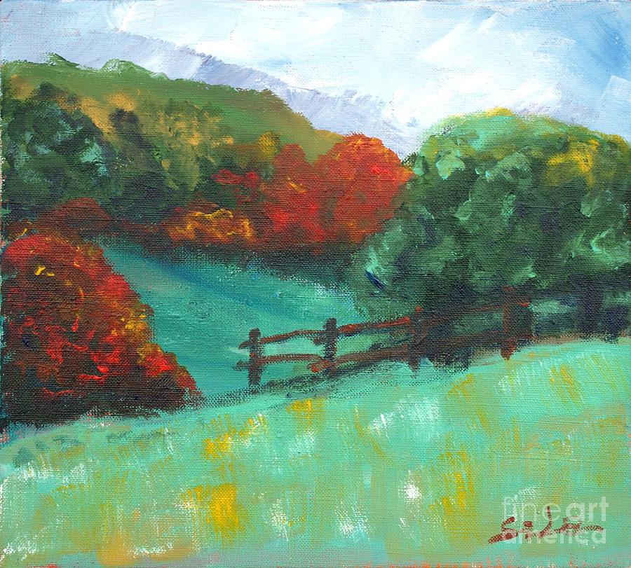 Rural Autumn Landscape Painting by Lidija Ivanek - SiLa