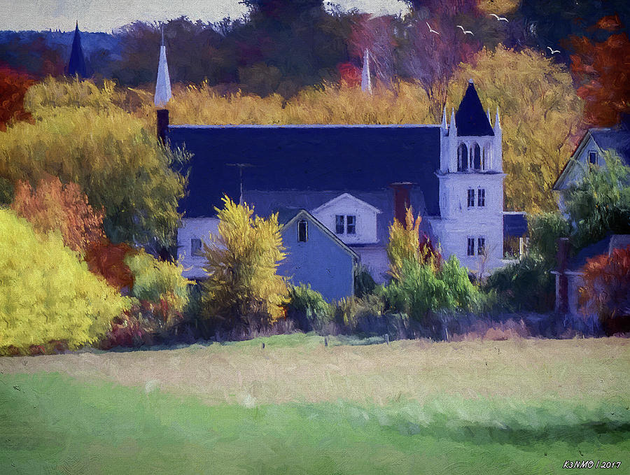 Rural Church in Autumn Colors Digital Art by Ken Morris