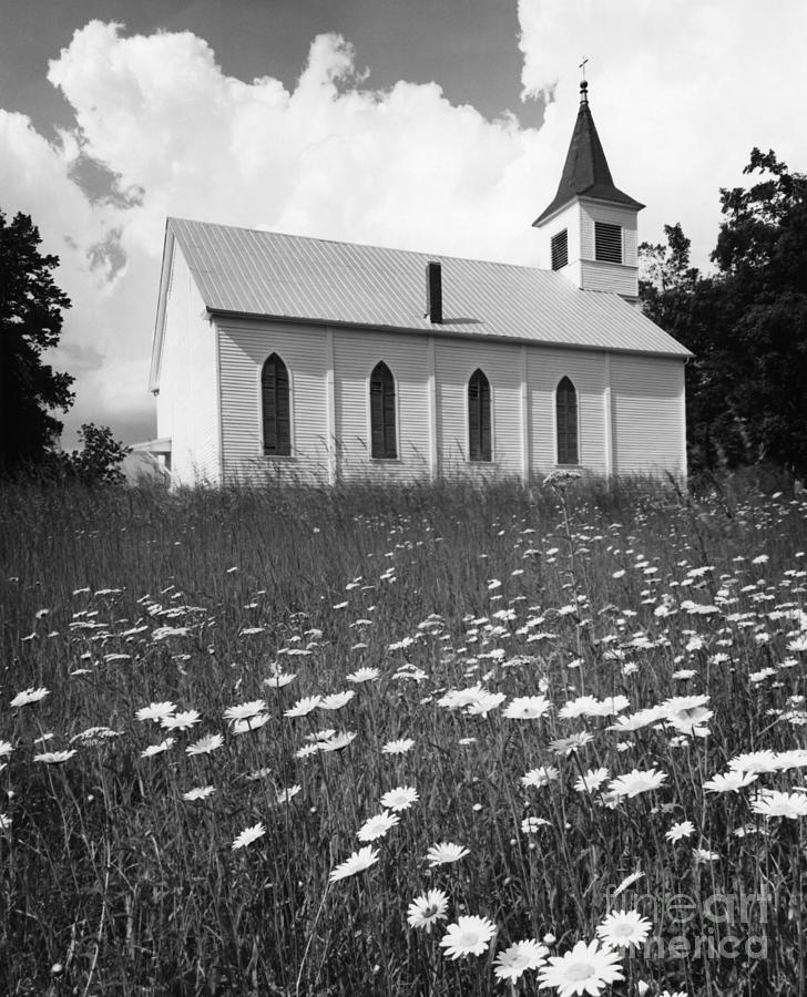 Rural Church In Field Of Daisies Photograph by H. Armstrong Roberts/ClassicStock
