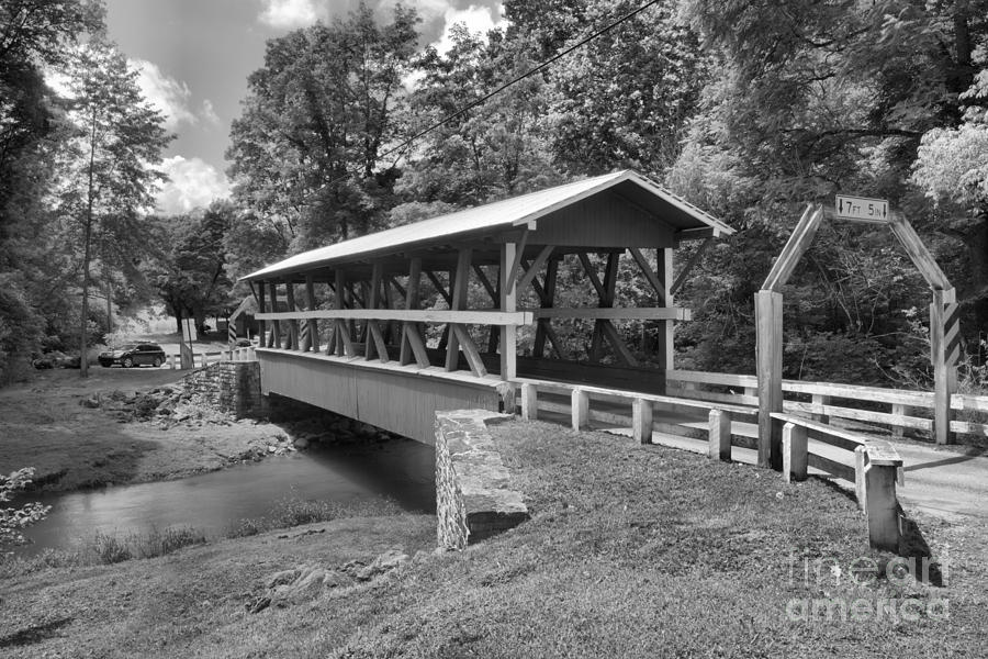 Rural Colvin Covered Bridge Black And White Photograph by Adam Jewell