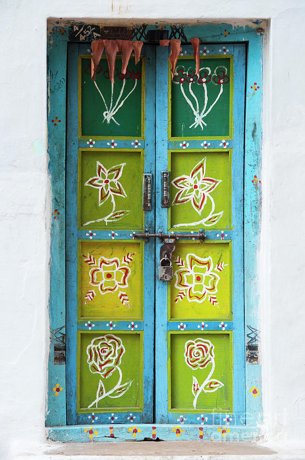 Flowers Still Life Photograph - Rural Indian House Doors by Tim Gainey