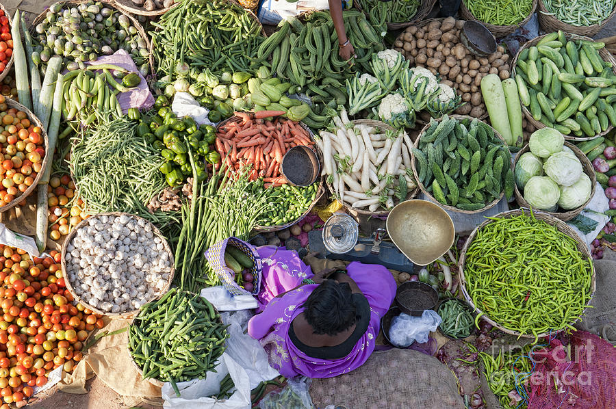 Vegetable Photograph - Rural Indian Vegetable Market by Tim Gainey