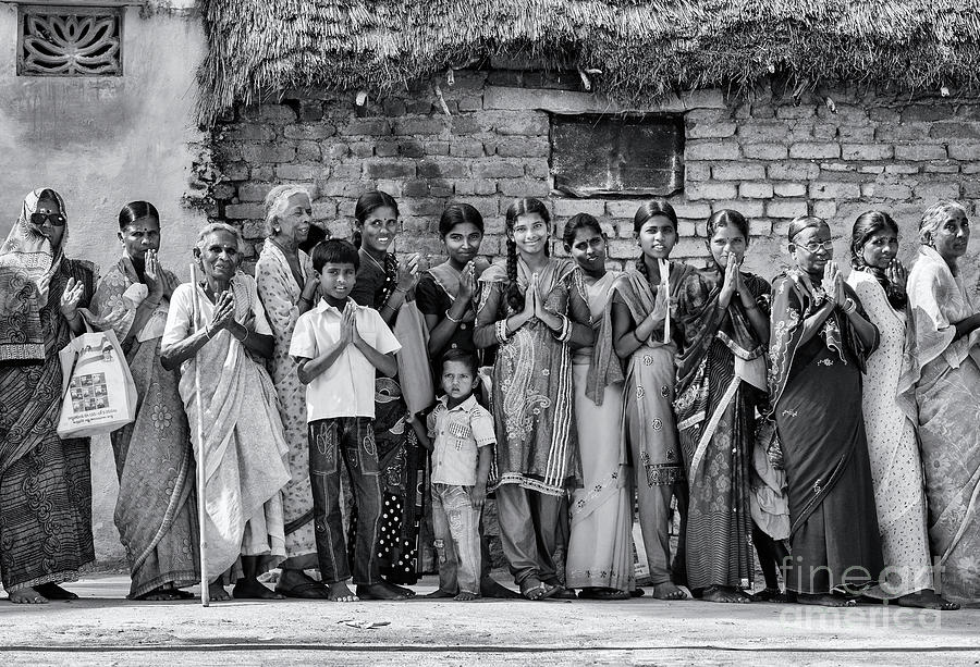 Black And White Photograph - Rural Indian Villagers by Tim Gainey
