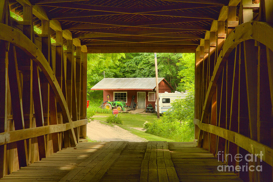 Rural Indiana Through A Covered Bridge Photograph by Adam Jewell