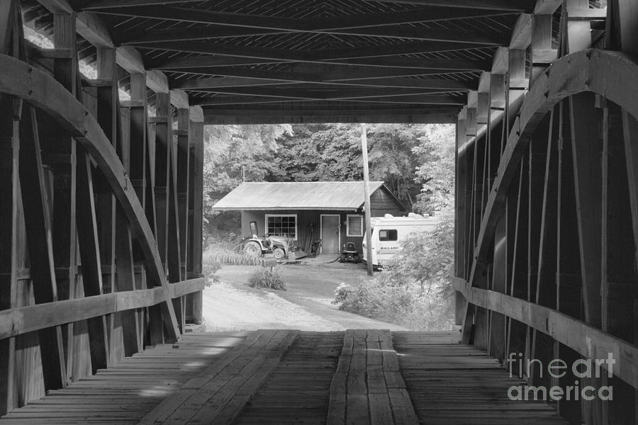 Rural Indiana Through A Covered Bridge Black And White Photograph by Adam Jewell