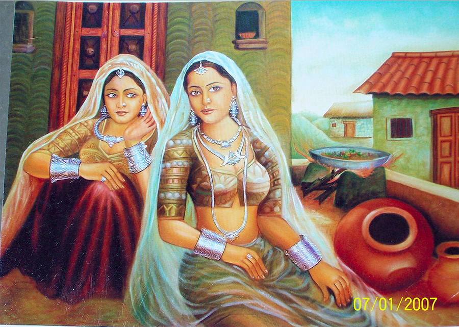 indian paintings of women and men