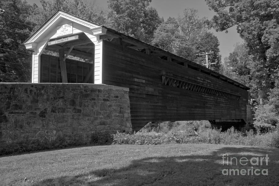 Rural Rapps Covered Bridge Black And White Photograph by Adam Jewell