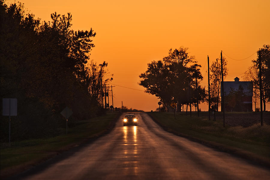 Sunset Photograph - Rural Road Trip by Steve Gadomski
