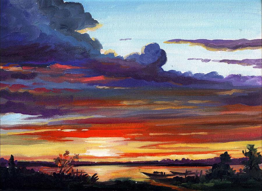 Rural Sunset Painting by Samiran Sarkar - Pixels