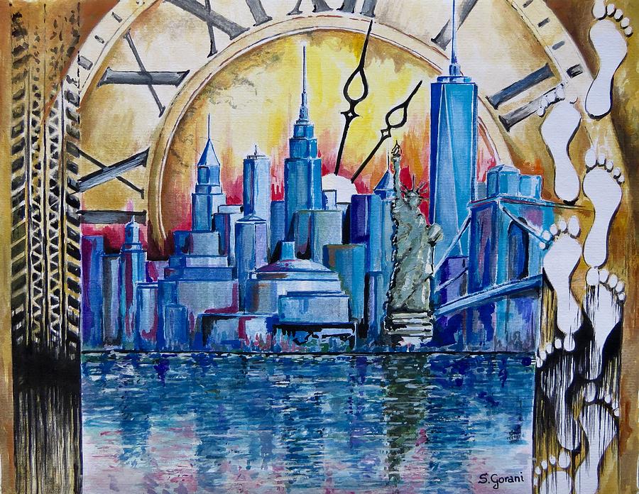 Rush Hour In New York  Painting by Geni Gorani