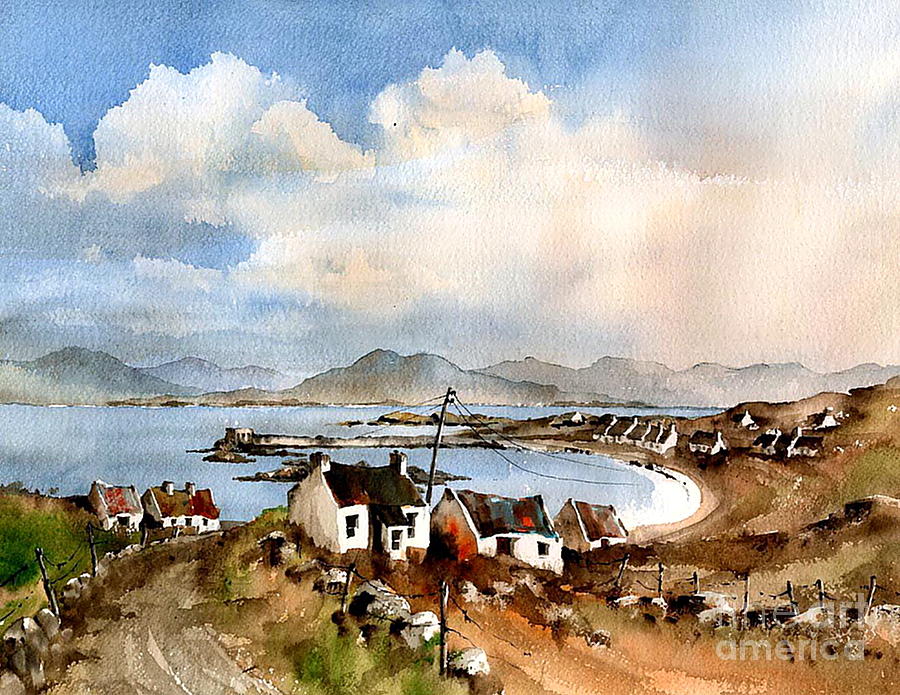 Rusheen towards Mweelrea, Boffin, Galway. Painting by Val Byrne