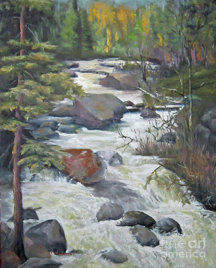 Yellowstone National Park Painting - Rushing River at Yellowstone by Leah Wiedemer