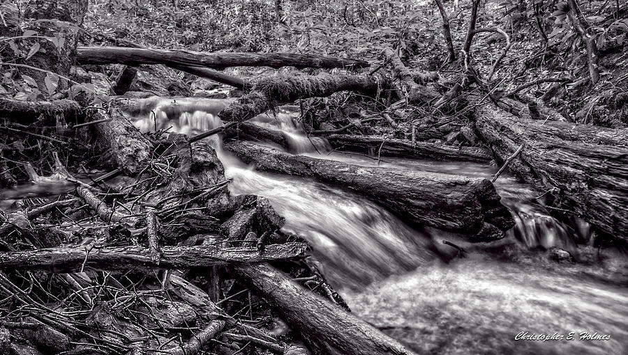 Rushing Stream - BW Photograph by Christopher Holmes