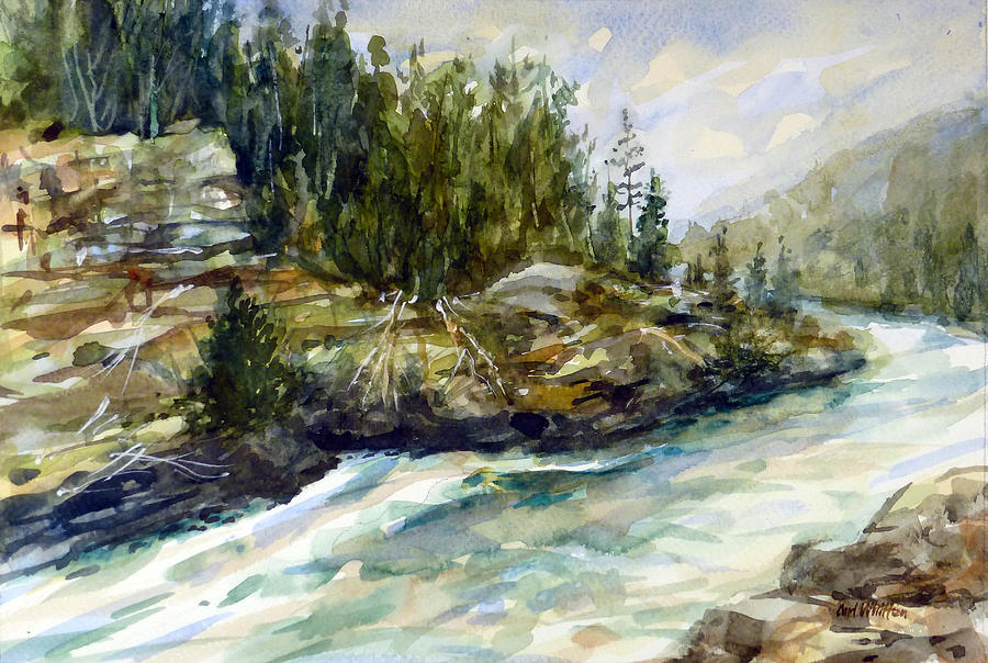 Rushing Stream - Yellowstone Painting by Carl Whitten - Fine Art America