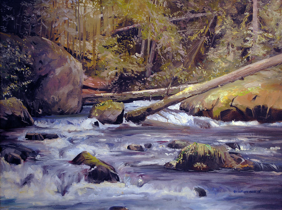 Rushing Water Painting by P Anthony Visco