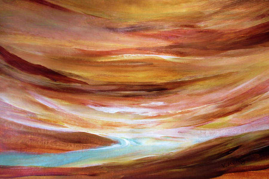 Abstract Painting - Rushing waters by V.Kelly by Valerie Anne Kelly