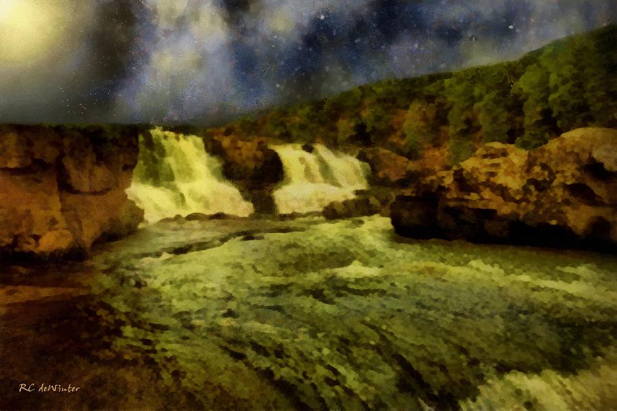 Waterfall Painting - Rushing Waters by RC DeWinter