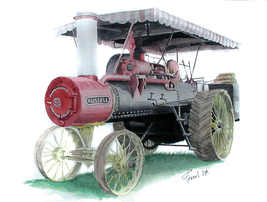 Russell Steam Tractor Painting by Ferrel Cordle