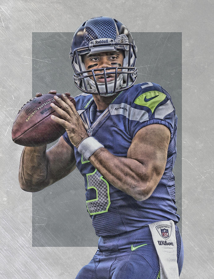 Russell Wilson Seattle Seahawks Art Painting by Joe Hamilton - Fine Art ...