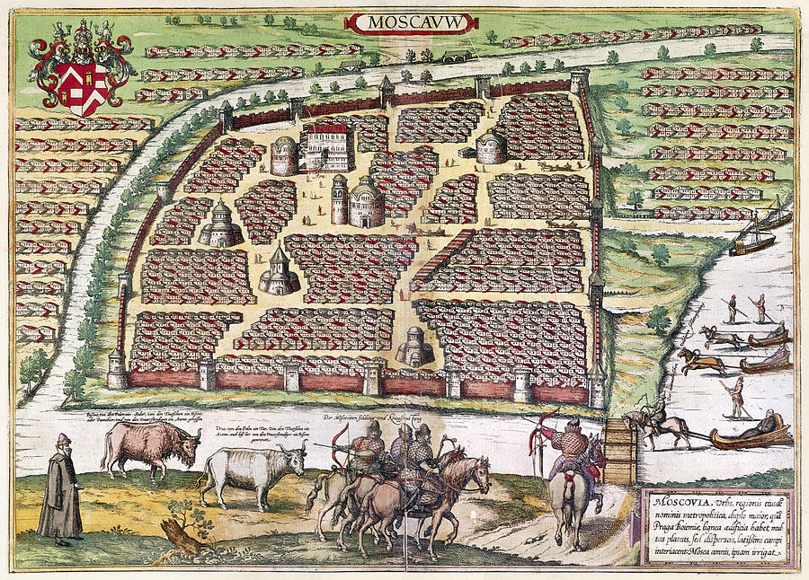 Moscow Drawing - Moscow, Russia, 1591 by Granger